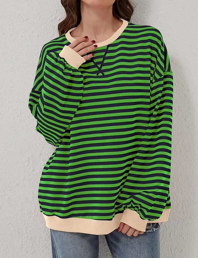 🎁Hot Sale🔥Women's Stripes Color Block Sweatshirts