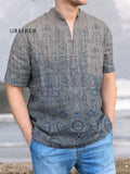 National Bohemian Style Vintage Print Casual 100% Cotton Shirt