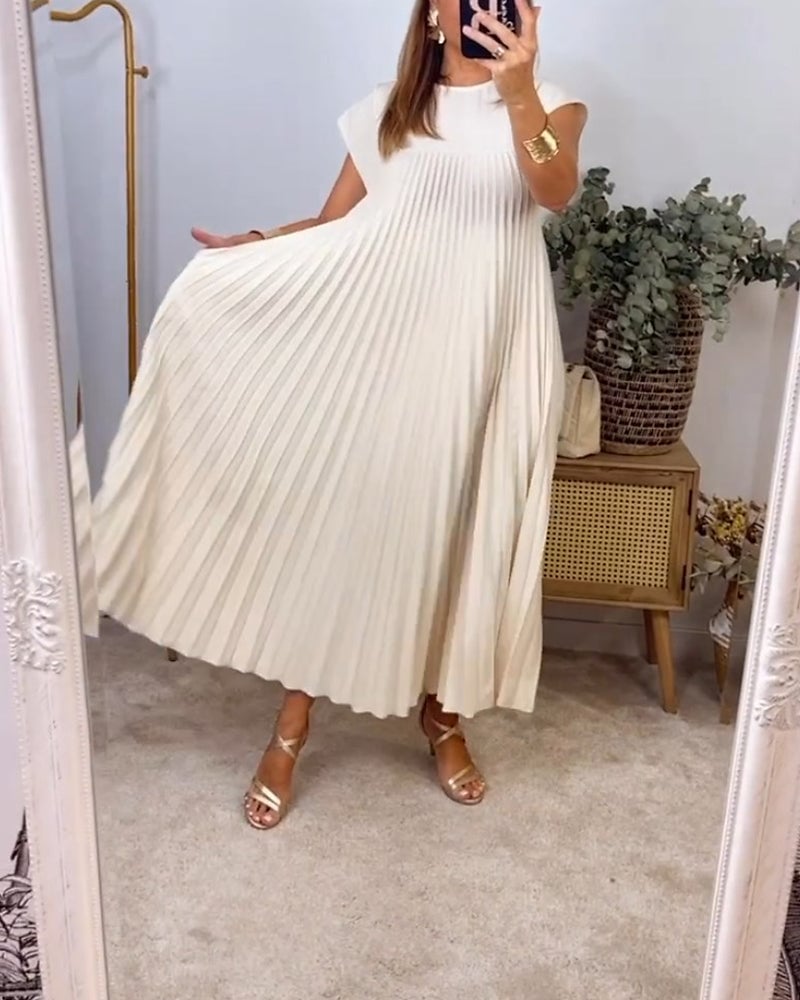 🎁Hot Sale 49% OFF🎁Women Pleated Simple Solid Color Dress