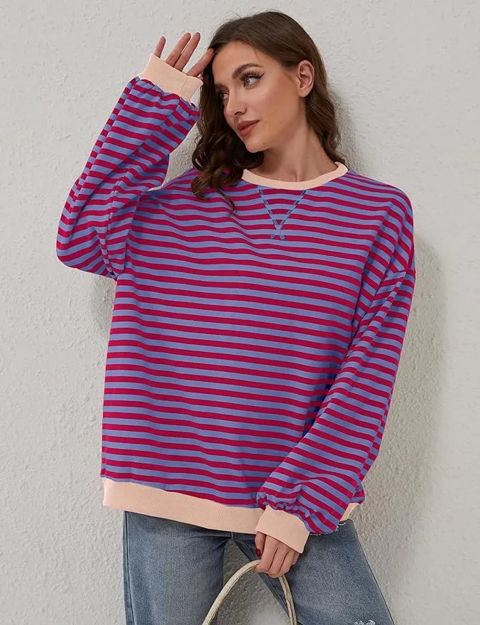 🎁Hot Sale🔥Women's Stripes Color Block Sweatshirts