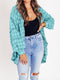 🏆Women's Mineral Washed Button Down Plaid Shirt