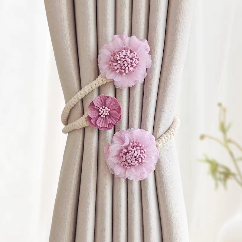 🌸🌸Simple fresh flowers creative decorative gauze curtain organizer with curtain buckle clip - vimin