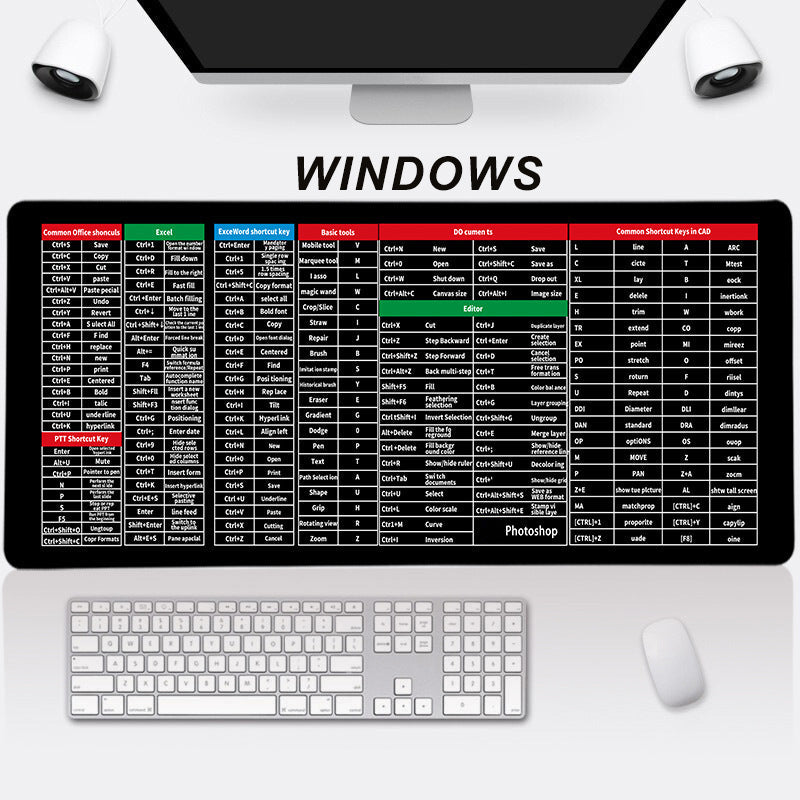 ⌨️Quick Key Super Large Anti-slip Keyboard Pad - with Office Software Shortcuts Pattern👨‍💻👩‍💻