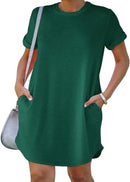 👗Women's Casual Short Sleeve T Shirt Dress Basic Dresses with Pockets