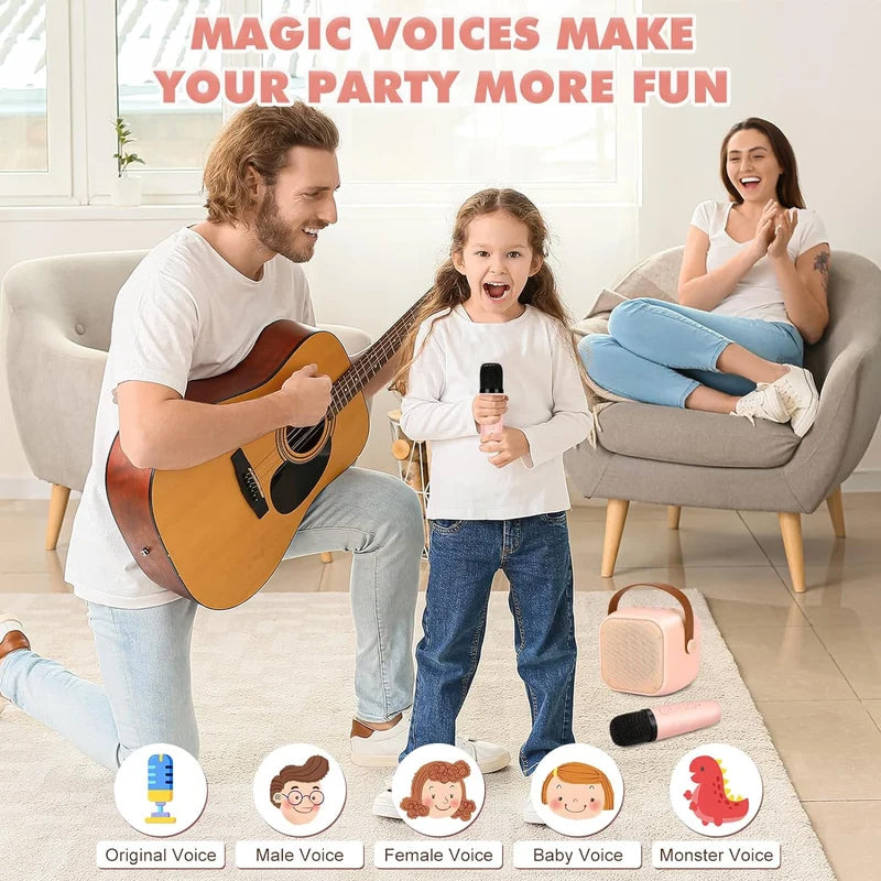 🔥Gift Idea 50% off🔥Mini Karaoke Machine for Kids with Wireless Bluetooth Microphones - vimin