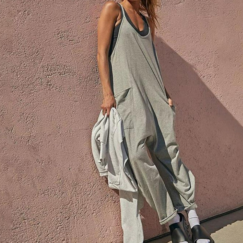 Solid V-Neck Sling Pocket Jumpsuit✈️Free Shipping