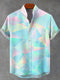 Gradient Light and Shadow Print Casual 100% Cotton Shirt