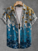 Vintage ART Print Casual Jacquard Shirt