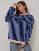 🎁Hot Sale🔥Women's Stripes Color Block Sweatshirts