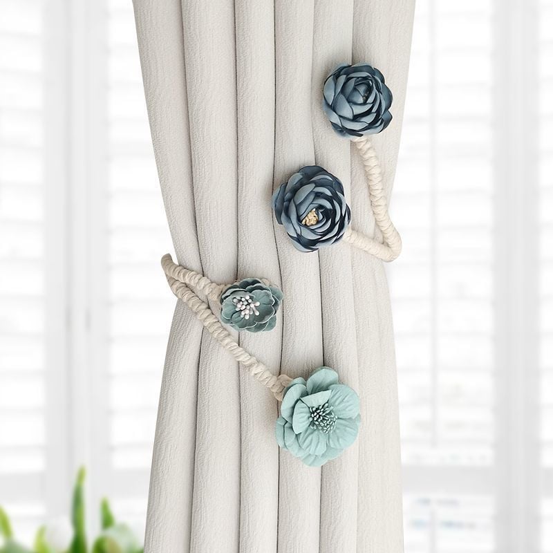 🌸🌸Simple fresh flowers creative decorative gauze curtain organizer with curtain buckle clip - vimin