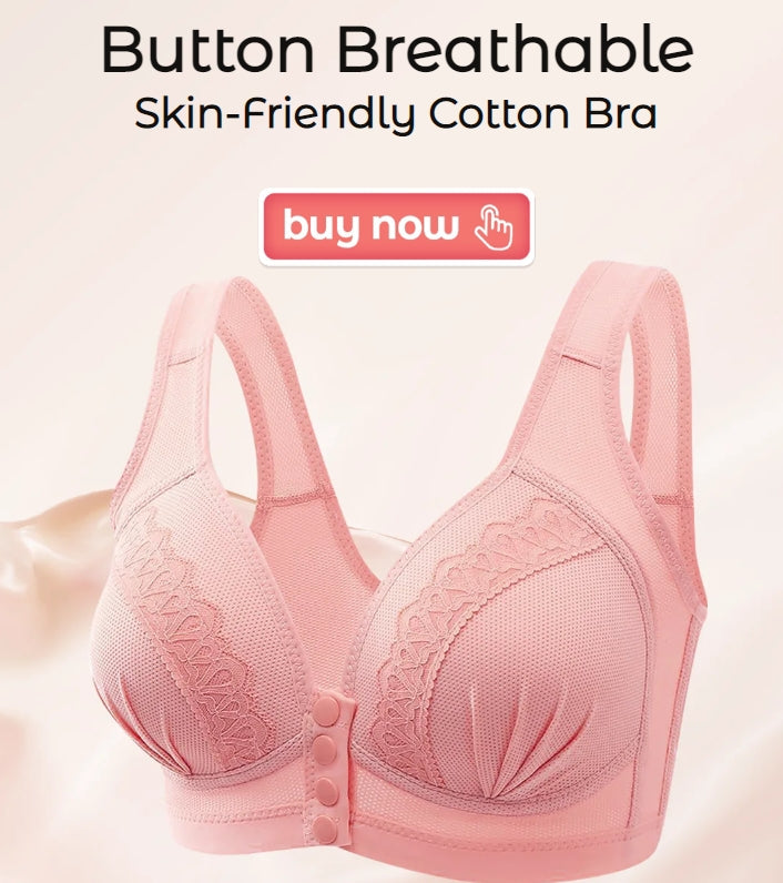 💘2025 Front Button Breathable Skin-Friendly Cotton Bra