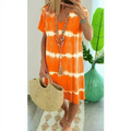 🔥Tie-dye Striped Short-sleeved Loose T-shirt Dress