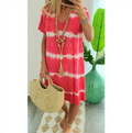 🔥Tie-dye Striped Short-sleeved Loose T-shirt Dress