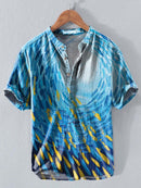 Deep Sea Fish Whirlpool Art Print Casual Cotton And Linen Polo