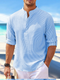 Men's Fashionable Casual Blue Cotton Shirts