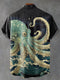 Fish Octopus Vintage Art Print Casual 100% Cotton Shirt