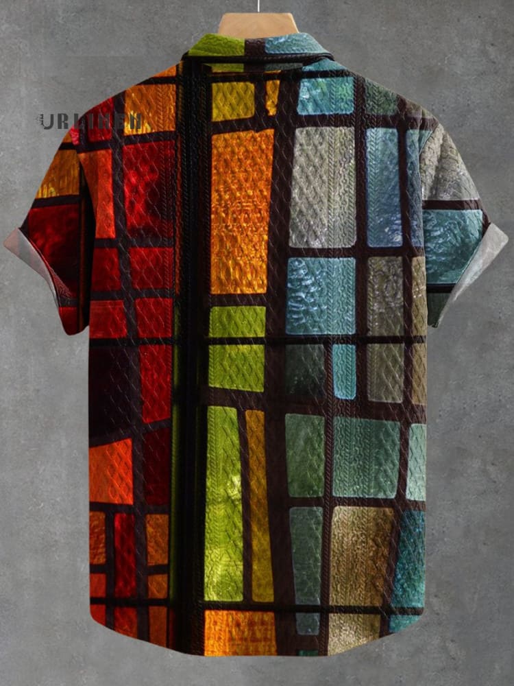 Vintage Multicolor Art Print Casual Jacquard Shirt