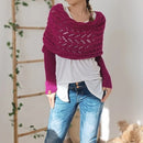 🧣 Women's Knitted Cut-Out Shawl Poncho Wrap