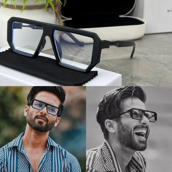 Shahid Kapoor Inspired Chunky Square Eyeglasses | Fashionable & Trendy | Black Frame Sunglasses