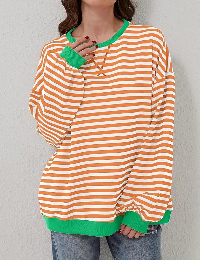 🎁Hot Sale🔥Women's Stripes Color Block Sweatshirts