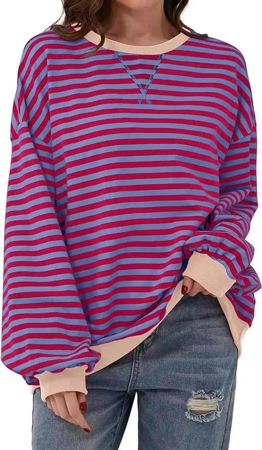 🎁Hot Sale🔥Women's Stripes Color Block Sweatshirts