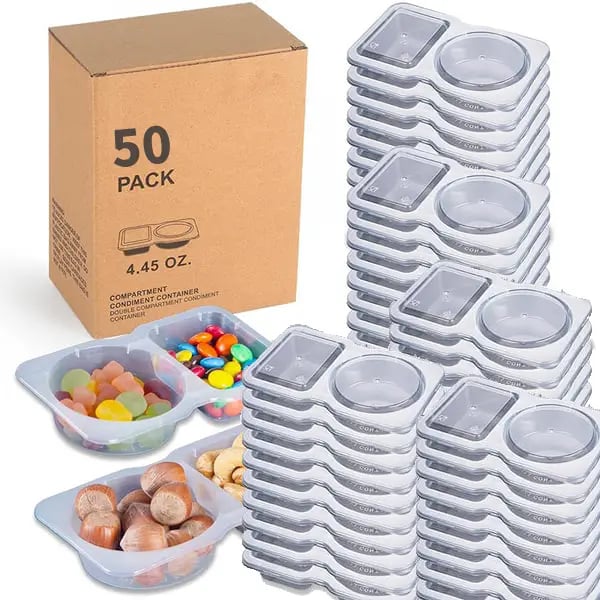 💥BUY 2 GET 2 FREE💥🥐Double Compartment Snack Containers With Lids