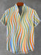 Simple Striped Color Vintage Print Casual 100% Cotton Shirt