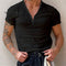 Men's Fitness T-shirt Sports Casual Summer Cotton Sweat-absorbent Solid Color Deep V-neck Top Shirt