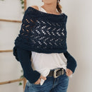 🧣 Women's Knitted Cut-Out Shawl Poncho Wrap