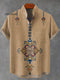 Retro Ethnic Style Sub Element Graphic Print Casual 100% Cotton Shirt