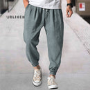 Men's Linen Casual Bloomers Harem Belted Pants