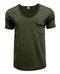 Casual V Neck Chest Pocket Solid T-shirt