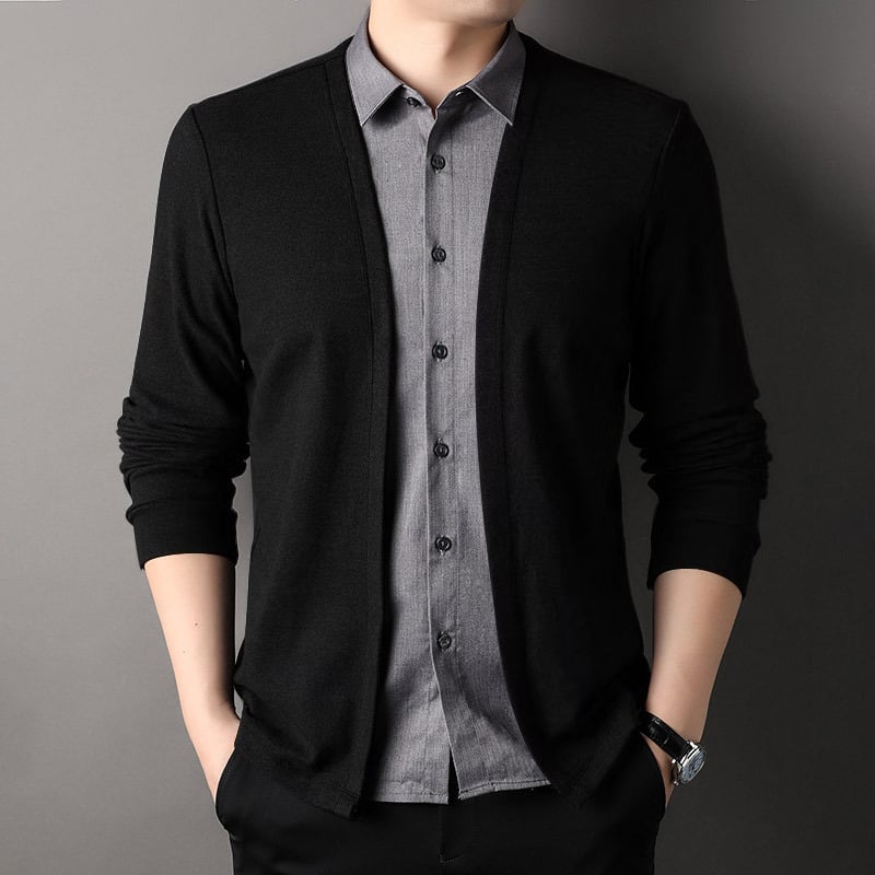 🔥Men's fake two-piece shirt collar knitted cardigan👔✨49% OFF!