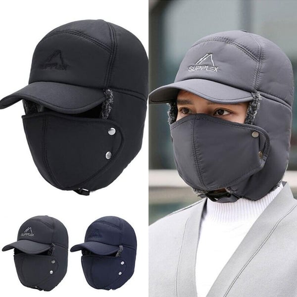 🔥BLACK FRIDAY SALE 49% OFF!🔥Men Winter Ear Flap Trapper Hat Face Mask Fur Aviator Thermal Warm Snow Ski Cap🧢❄️ - vimin