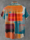 Color Block Mixed Decorative Pattern Casual 100% Cotton Shirt