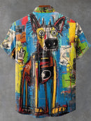 Graffiti Style Art Dog Decorative Pattern Casual 100% Cotton Shirt