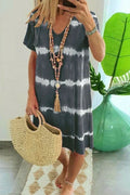 🔥Tie-dye Striped Short-sleeved Loose T-shirt Dress