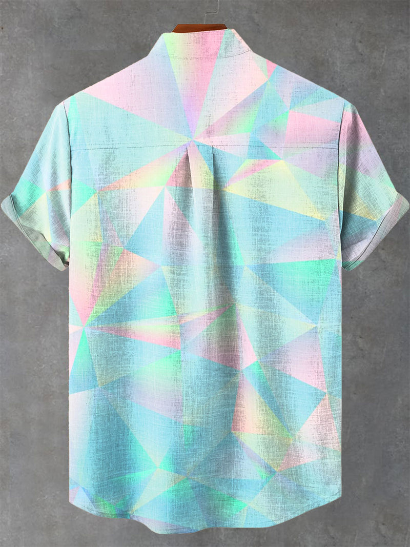 Gradient Light and Shadow Print Casual 100% Cotton Shirt