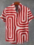 Abstract Art Red Lines Decorative Pattern Casual 100% Cotton Shirt