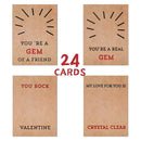 💓24 Pack Valentines Cards with Heart-Shape Crystals