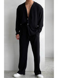 Men's Casual Long-sleeved Shirt and Trousers Suit