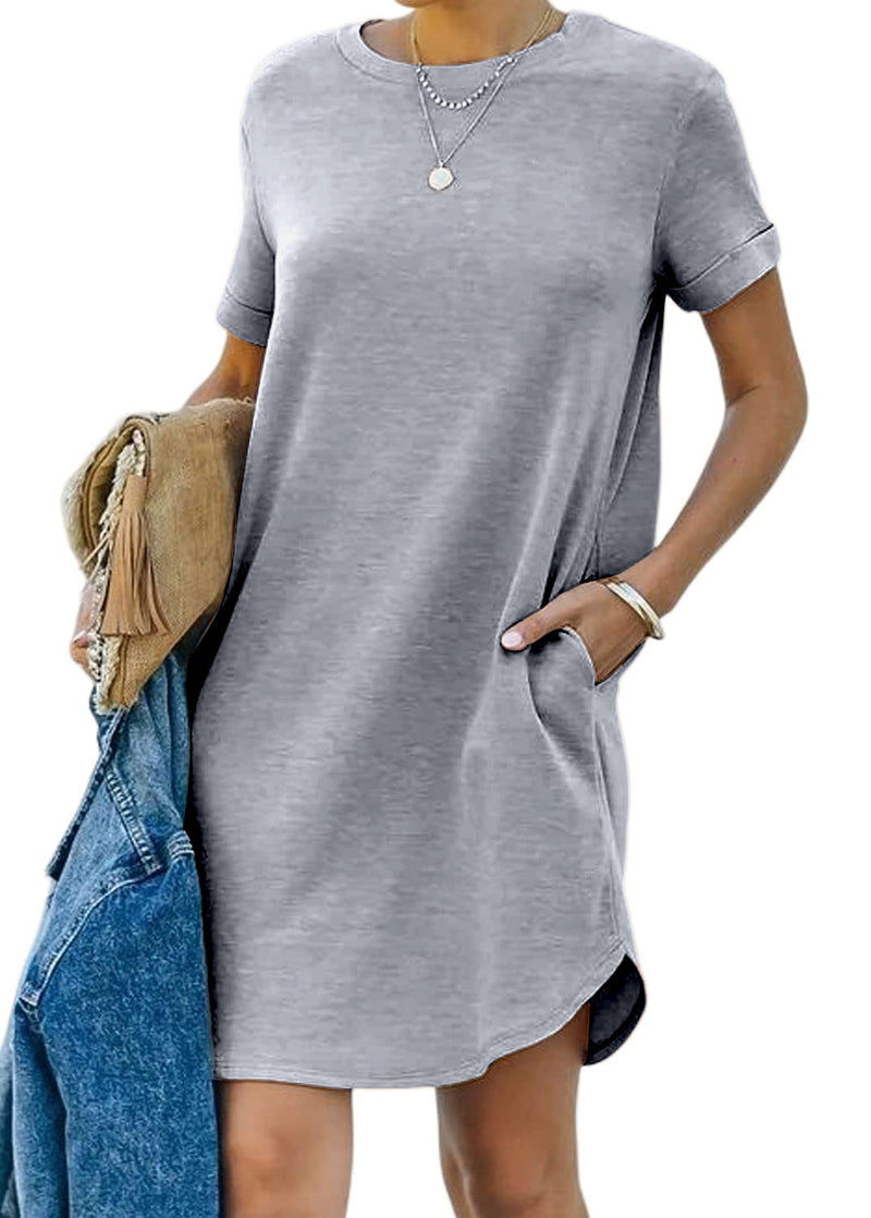 👗Women's Casual Short Sleeve T Shirt Dress Basic Dresses with Pockets