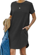 👗Women's Casual Short Sleeve T Shirt Dress Basic Dresses with Pockets