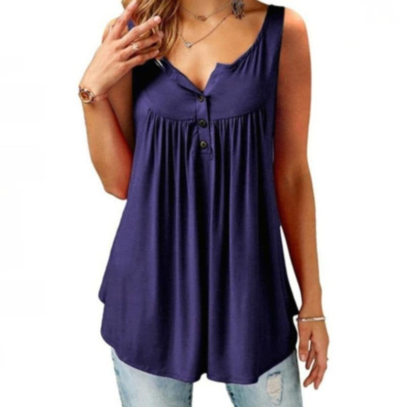 ✅HOT SALE 49% OFF🎯Comfy Loose Button Sleeveless Tank Top For Women