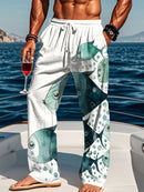 Men's Vintage Fish Art Printed Casual Trousers