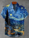 Vintage Vincent Van Gogh Night View Art Print Casual 100% Cotton Shirt