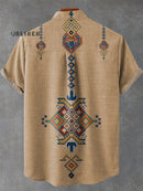 Retro Ethnic Style Sub Element Graphic Print Casual 100% Cotton Shirt