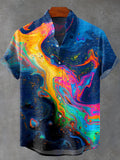 Color Spilled Oil Ink Art Print Casual 100% Cotton Shirt