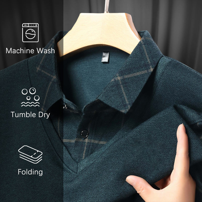 🎁HOT SALE 49% OFF✅ Men's Faux Two Piece Lapel Long-Sleeve Tops