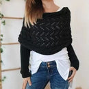 🧣 Women's Knitted Cut-Out Shawl Poncho Wrap